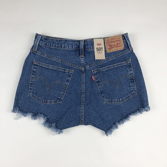 Levi's 501 jean shorts size 31 Denim Cutoff button Fly High Rise Jive Stone - Picture 12 of 12